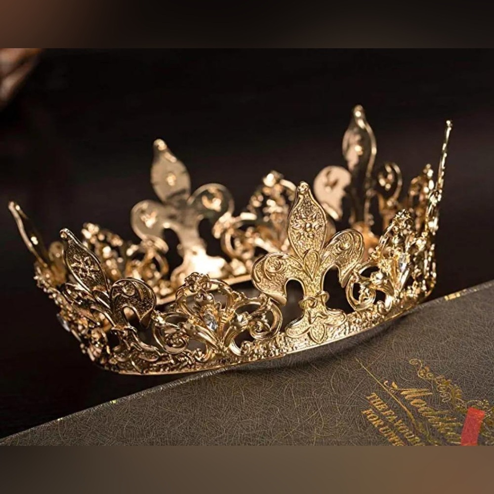 Vintage Royal King Crystal Crown for Unisex, Wedding Party Costume Birthday Gift